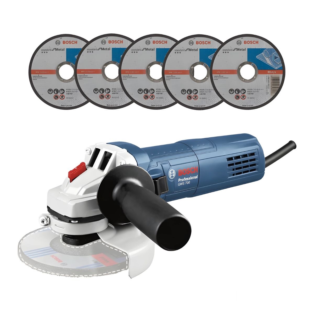 Esmeril Angular 4-1/2 710W GWS 700 M14+ 5 Discos 12000 RPM. BOSCH