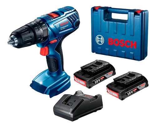 Taladro percutor 1/2'' Inalambrico 18V profesional GSB 180-LI+2 Baterías 2AH, Marca Bosch