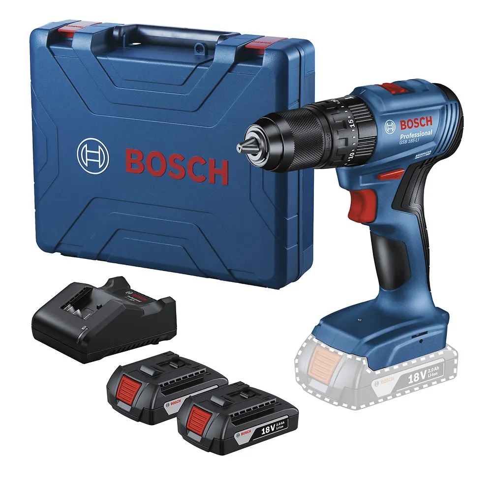 Taladro percutor 1/2'' Inalambrico 18V profesional GSB 180-LI+2 Baterías 2AH,BRUSHLESS, Marca Bosch