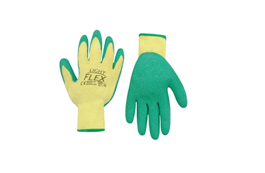 Guantes de latex Marca Lithg Flex color amarillo-verde