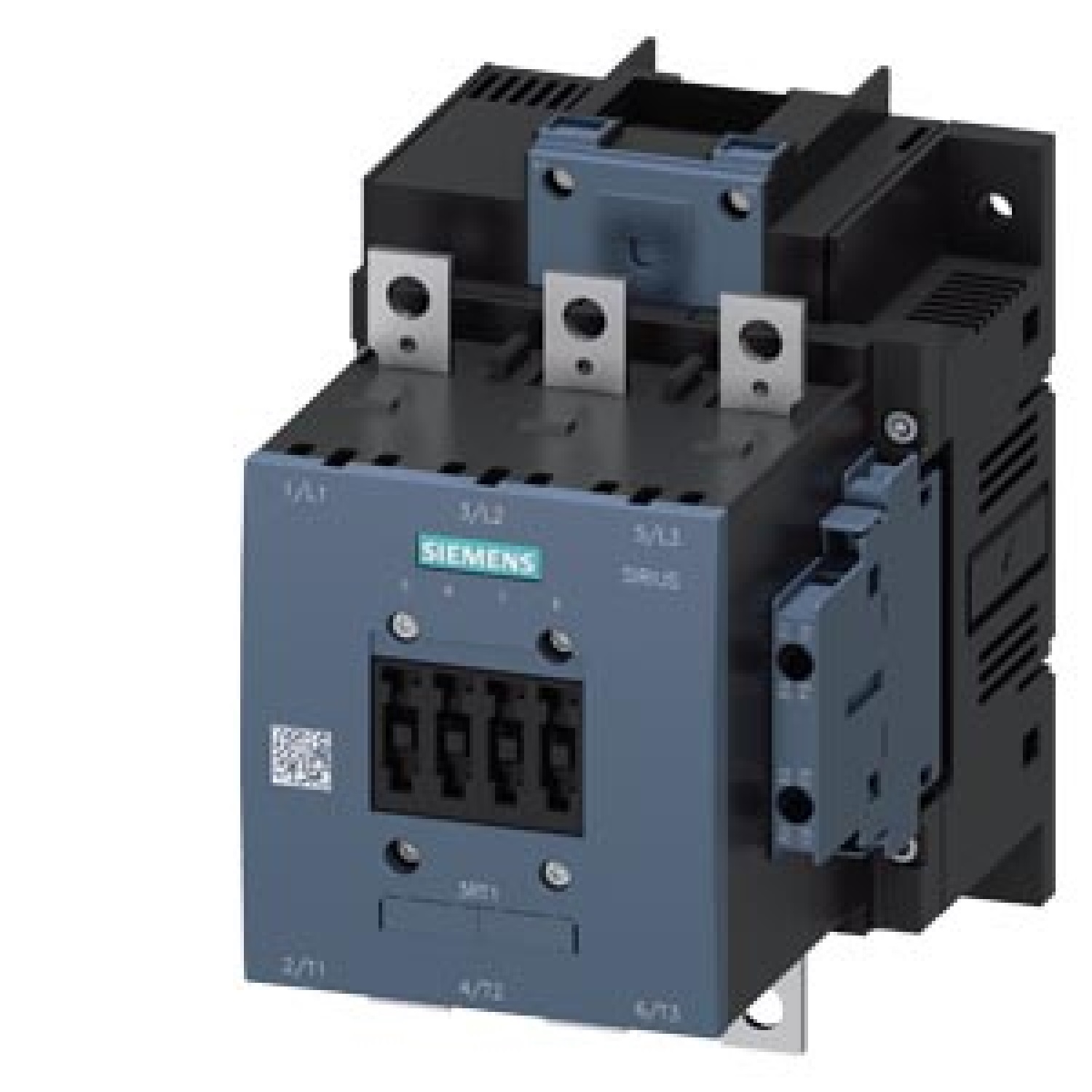 Contactor de potencia, SIRIUS, AC-3e/AC-3 185 A, 90 kW/400 V AC (50-60 Hz)/DC Uc: 220-240 V tripolar, contactos auxiliares 2 NA + 2 NC.