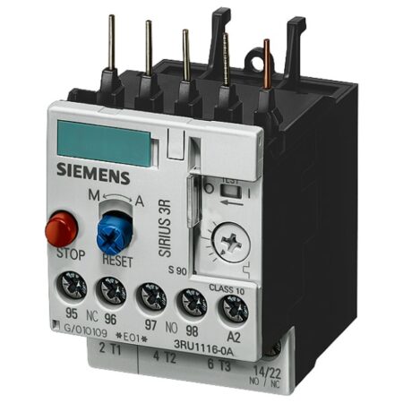 Relé de sobrecarga 0,45…0,63 A para protección de motores Tamaño S00, Clase 10 para montar en contactor Circuito principal: borne de tornillo Circuito auxiliar: borne de tornillo REARME manual/automático