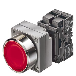 PULSADOR LUMINOSO, 22MM, REDONDA, METAL, COLOR AMARILLO, BOTÓN, RASANTE, CON SOPORTE, 1 NA, PORTALÁMPARAS, CON LED INTGR. 24 V AC/DC, BORNES DE TORNILLO