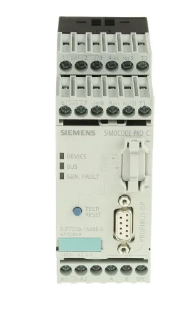 Unidad base SIMOCODE pro C Interfaz PROFIBUS DP 12 Mbits/s, RS-485, 4E/3S libremente parametrizables, US: 110...240 V AC/DC