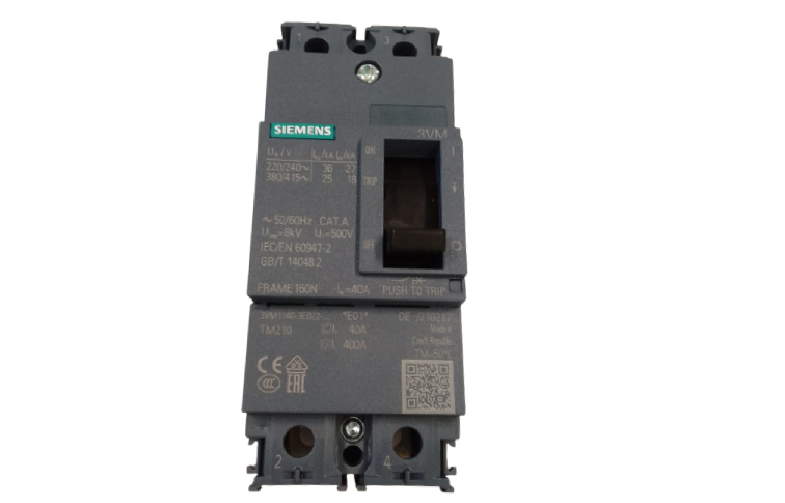 Breaker Siemens de 2P 40A 25kA 415Vac