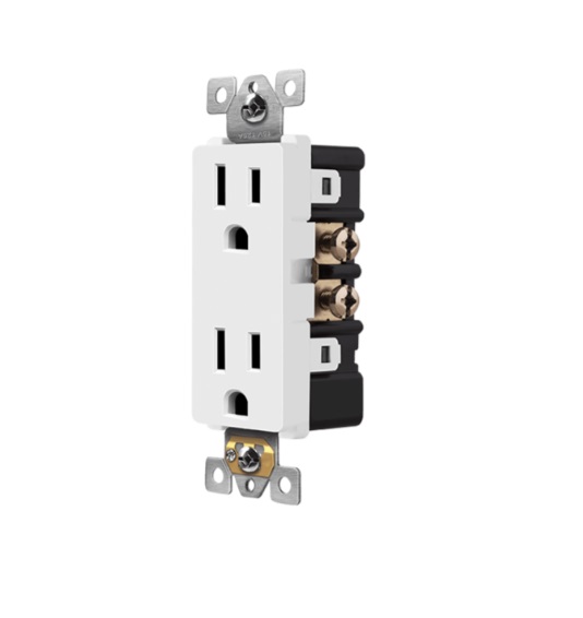 Tomacorriente Doble 2P+T 15A 125 Vac de color Blanco ENERLITES