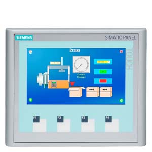 Panel HMI Siemens SIMATIC KTP400 Basic Mono PN, pantalla STN 3.8 monocromo (4 tonos de gris, 240x128 px), control táctil + 4 teclas de función, 1 puerto PROFINET/Ethernet RJ45, 512 KB memoria, 24V DC. Ref: 6AV6647-0AK11-3AX0.