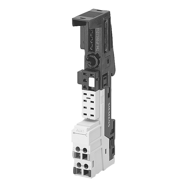SIMATIC DP, TM TM-P15C23-A1 para ET 200S para módulos de potencia, 15 mm de ancho bornes de resorte (Cage Clamp) 2x 3 conexiones por bornes con acceso a AUX1 por bornes AUX1 ininterrumpida