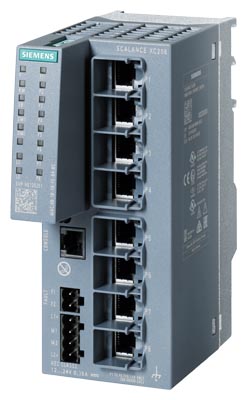 Switch IE de capa 2 manejable SCALANCE XC208; Certificado IEC 62443-4-2; 8 puertos RJ45 de 10/100 Mbit/s; 1x puerto de consola; LED de diagnóstico;