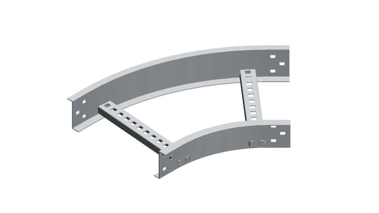 Curva horizontal de Aluminio de 45° y radio de 900mm