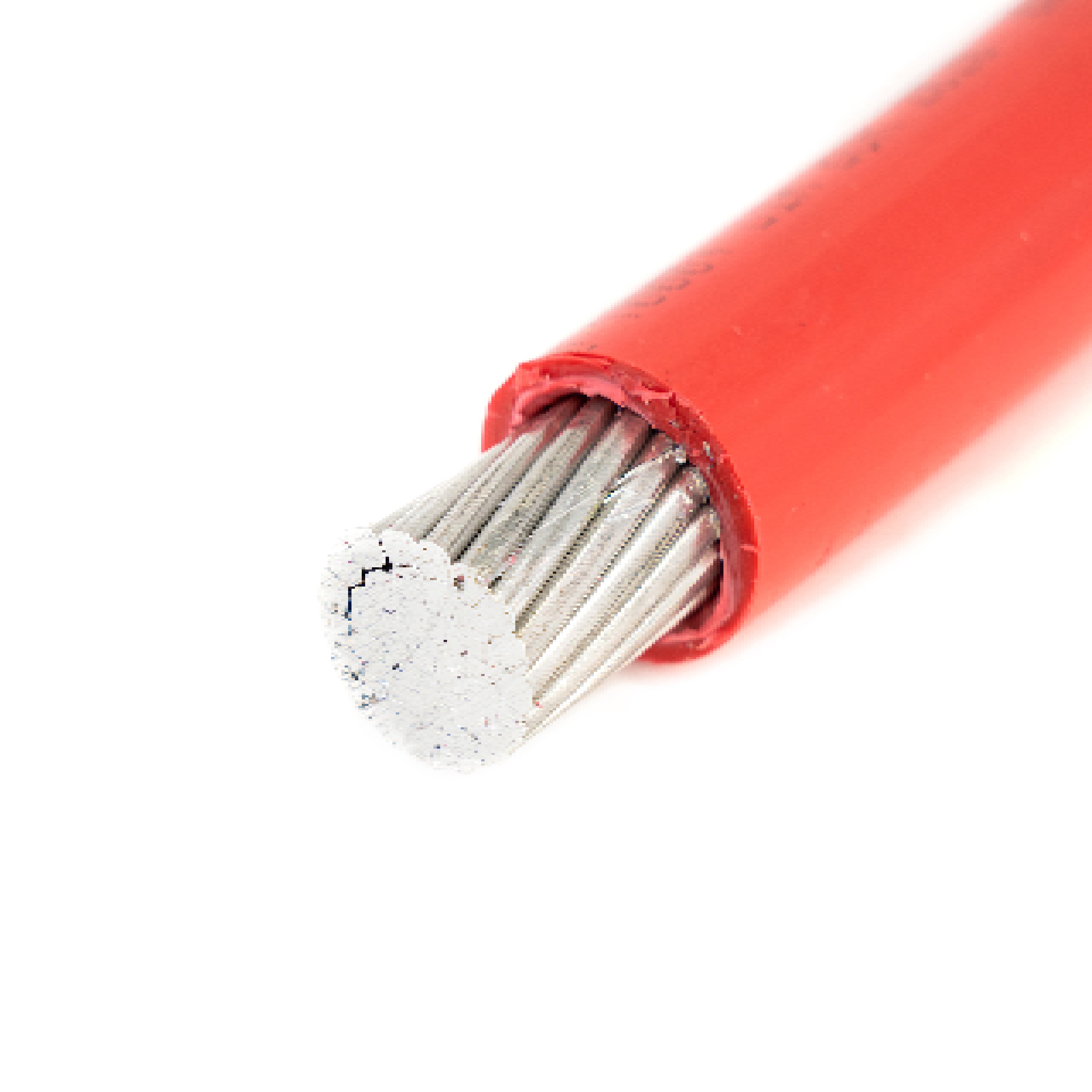 Cable 2 AWG, 90A THW de aluminio color rojo