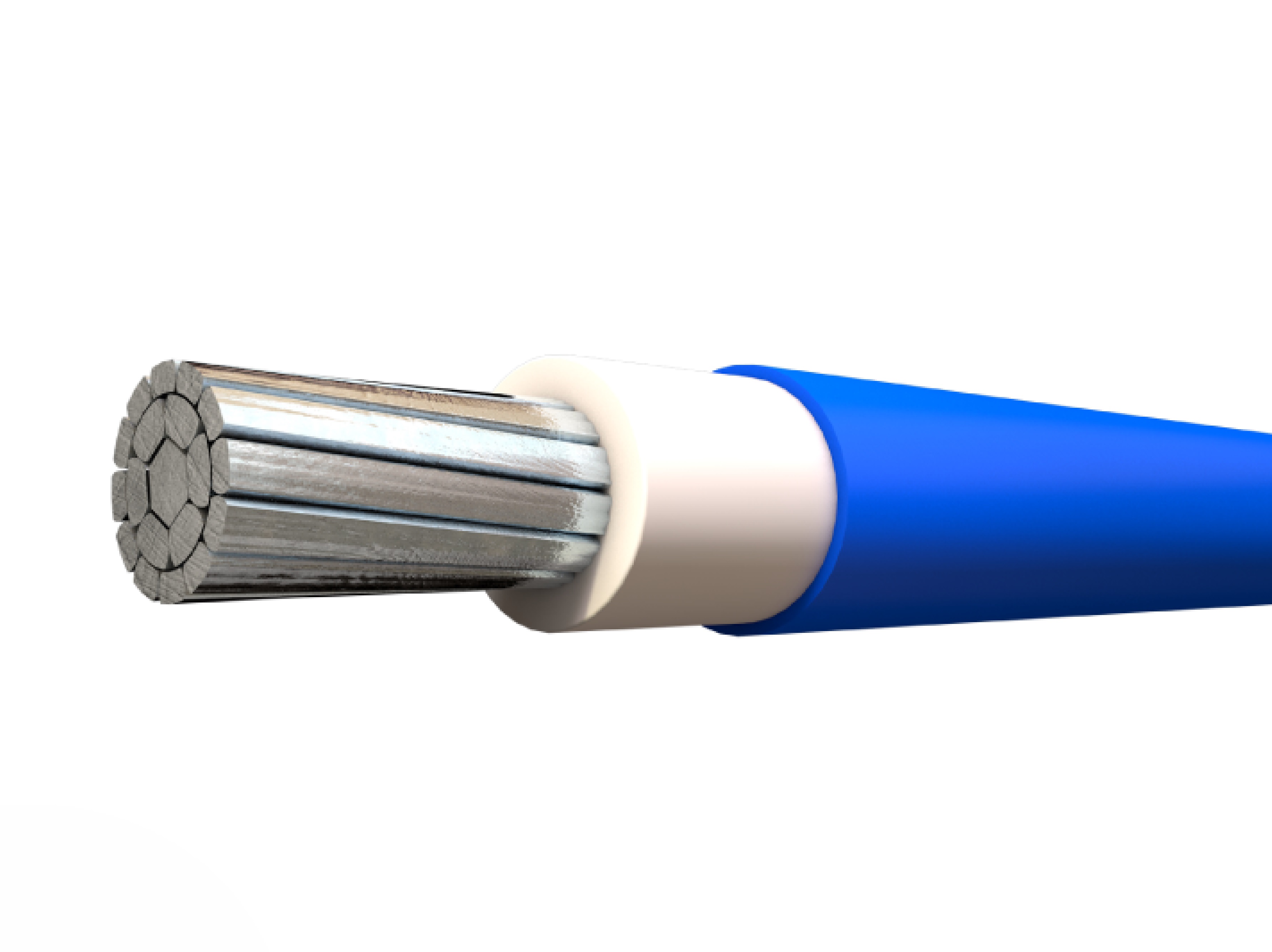 Cable 4 AWG THHW de aluminio 90°C color azul