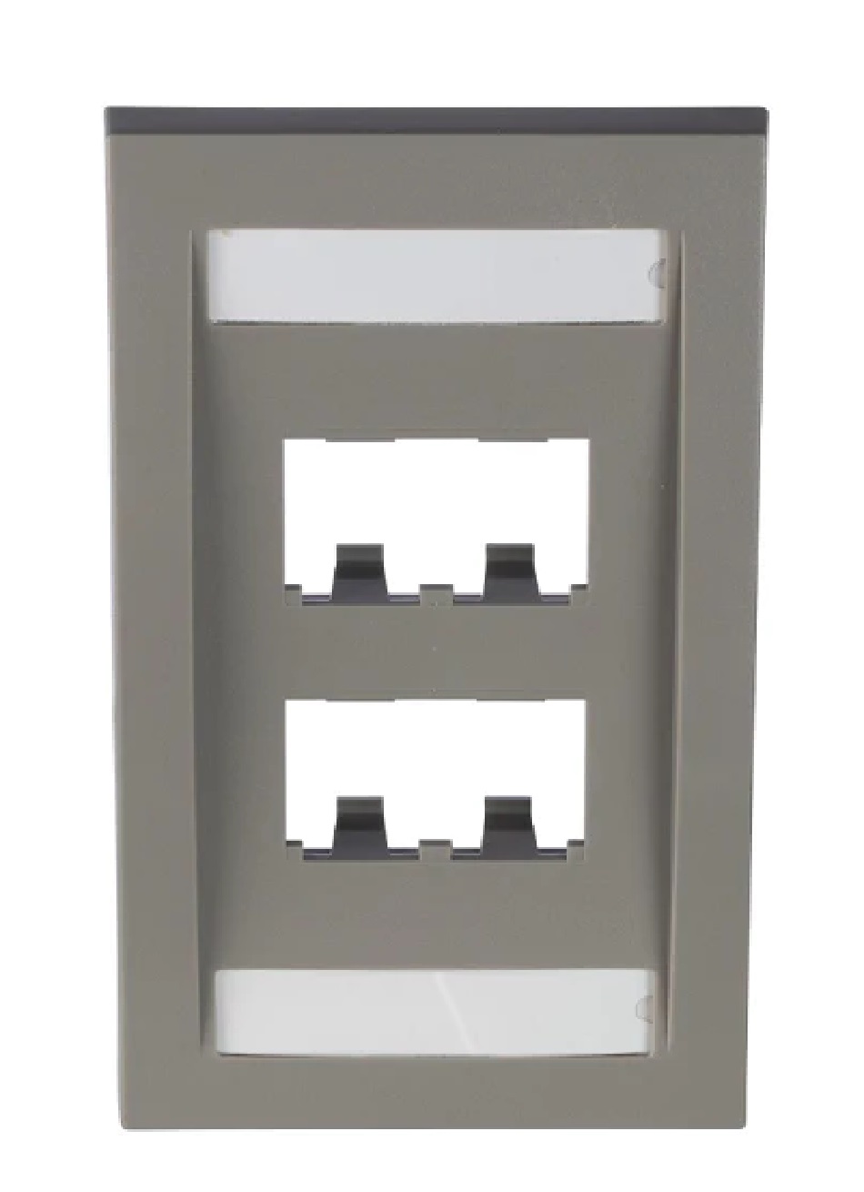 Placa frontal Mini-Com, ejecutivo, placa frontal, 4 puertos, gris internacional