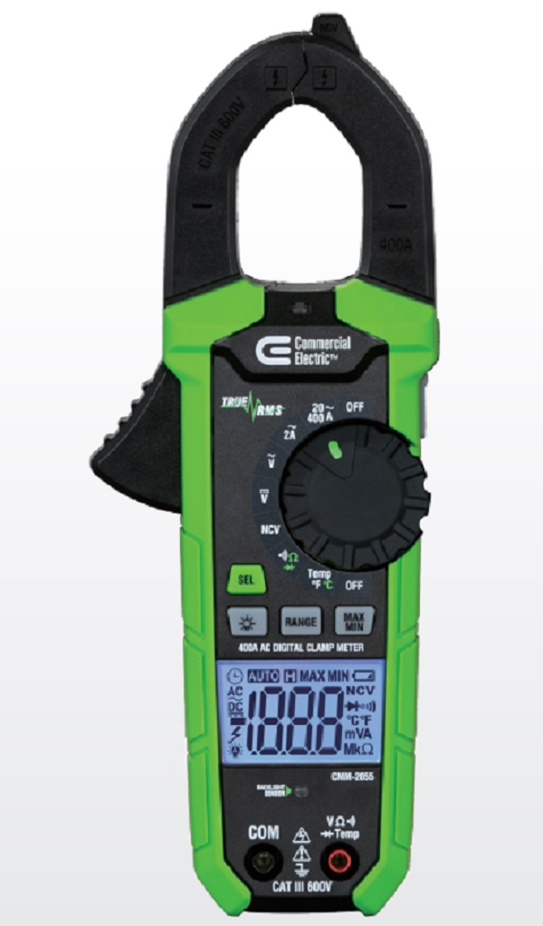 PINZA AMPERIMÉTRICA ELÉCTRICA COMERCIAL TRUE RMS AC CON TEMPERATURA AC/DC 600V CMM-2055