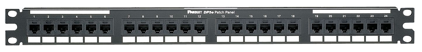 Panel de distribución p/conex. tipo punchdown cat. 6, 24 puertos, 1 RU, negro