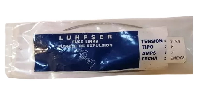 Fusible de expulsión tipo K, tensión 15kV, 25A, protección contra sobrecorriente a una red eléctrica.