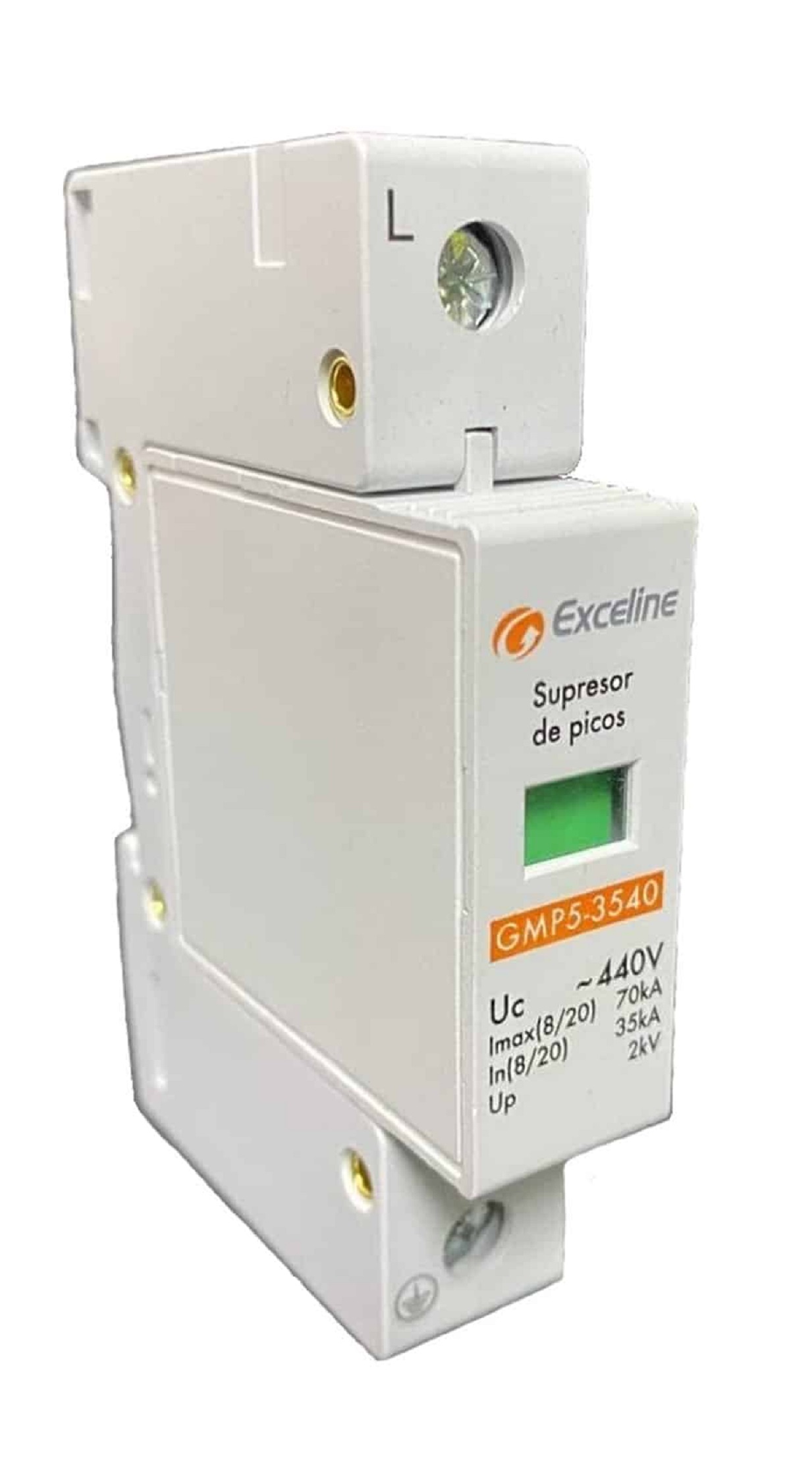 Protección de instalaciones eléctricas GMP5, 400/440Vac, 35ka/70ka; montaje en riel din 35mm, PA66.