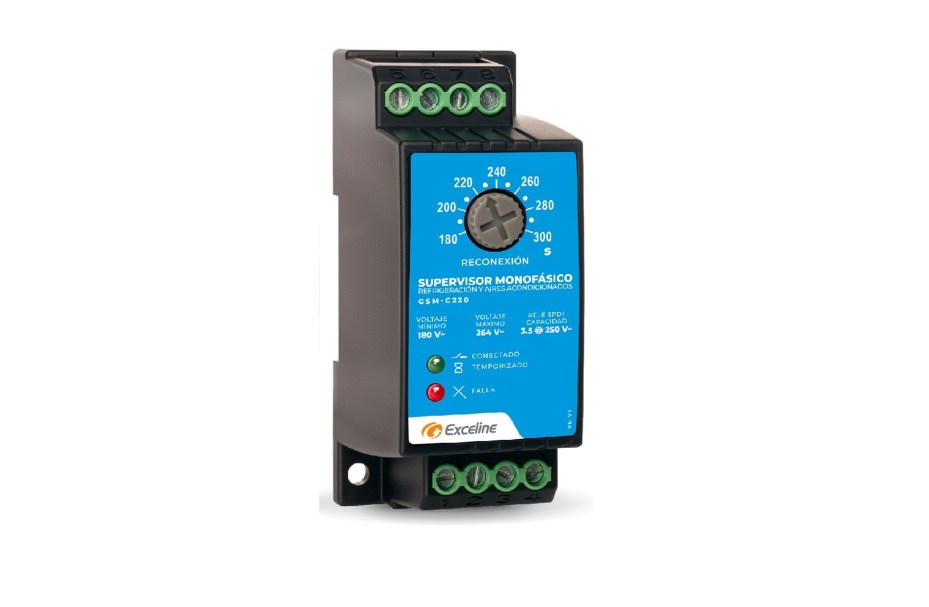 Supervisor de Voltaje Monofásico para Refrigeración y Aires Acondicionados 220 Vac, SPDT 3.5 A 250 Vac Exceline