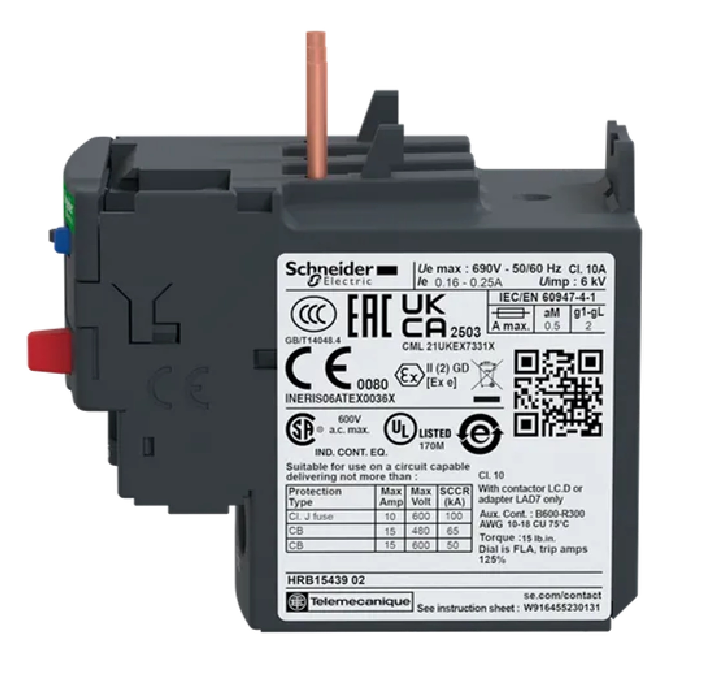 Relé térmico SCHNEIDER  Tesys 0.16...0.25A Clase 10A