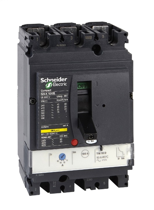 Breaker Interruptor Automático ComPact NSX100H TMD16 Regulable 11-16 A 3P3D