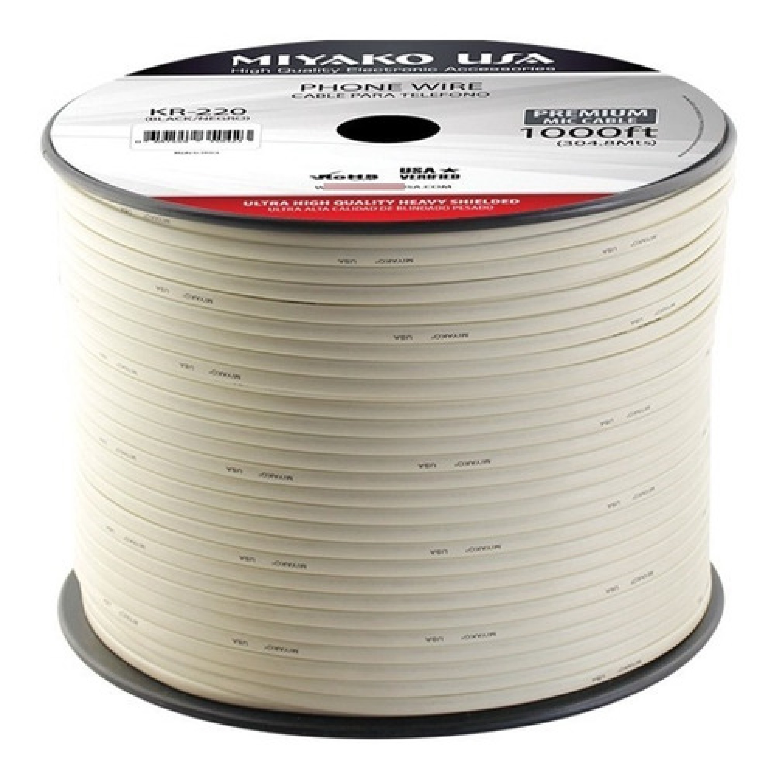 Cable telefónico de uso interior UPT, CAT3, 2 pares de 24AWG, color blanco.