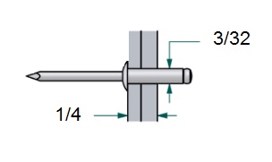 Remache cabeza de domo, diámetro 3/32'' y Rango de agarre 1/8'' a 1/4''