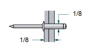 Remache cabeza de domo, diámetro 1/8'' y Rango de agarre 1/16'' a 1/8''