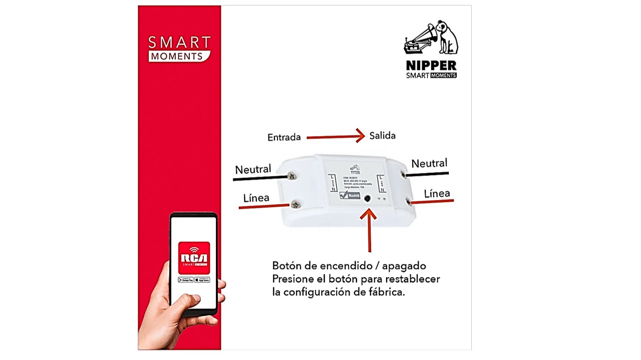 Interruptor inteligente RCA 1 rele wifi control remoto