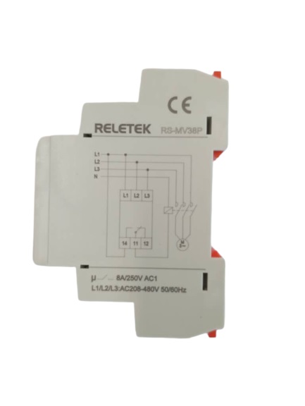 Relé de tensión para monitoreo, multifuncional protección por secuencia de fase 3F, AC1 8A, 208-480Vac