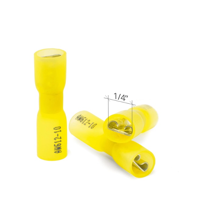 Wirefy 90 conectores de cable de desconexion rapida- terminales de pala para uso de bajo voltaje, color amarillo 12-10 AWG