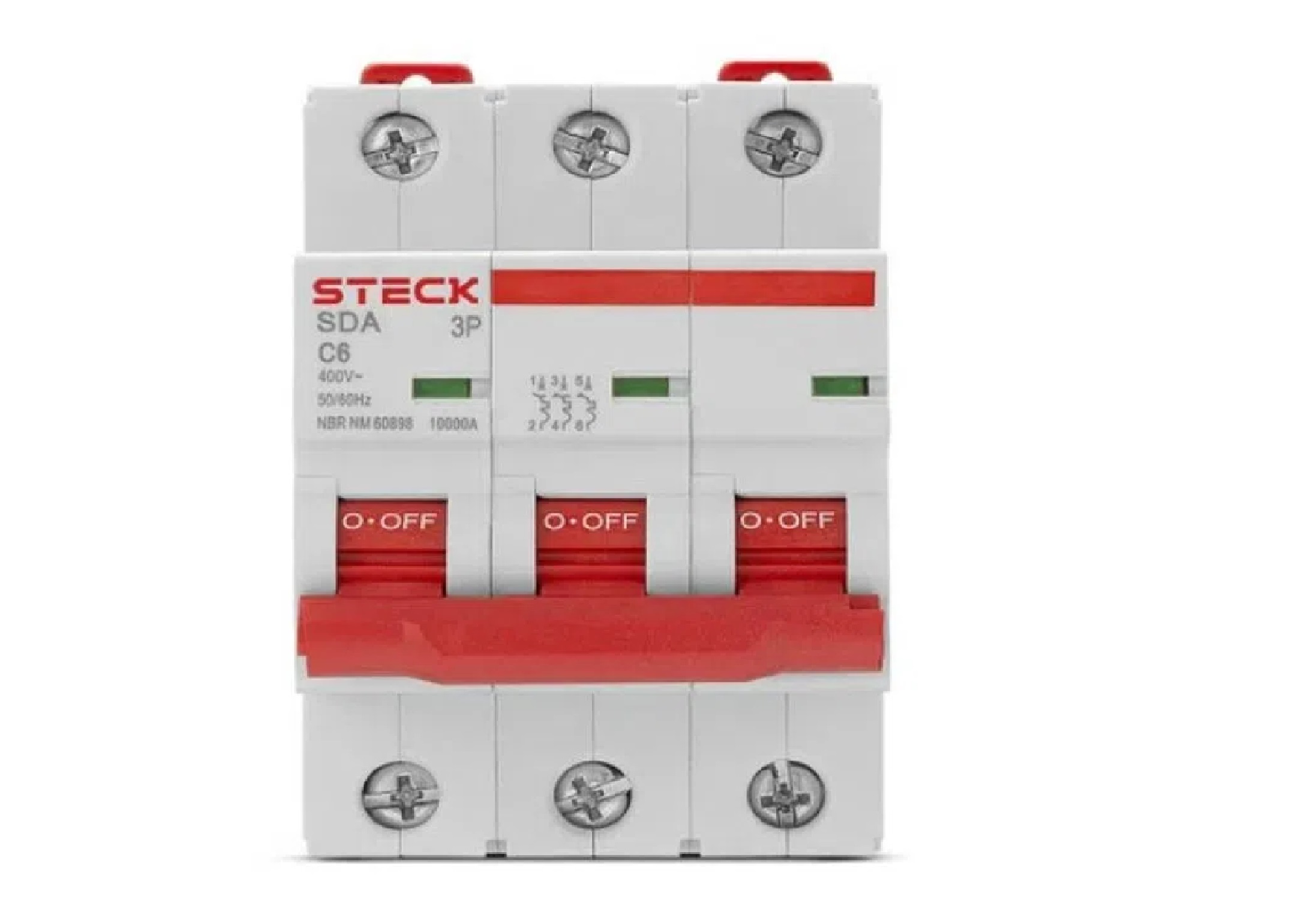 Mini breaker interruptor termomagnético de 3P,2A,400Vac, Tipo de curva B,C.