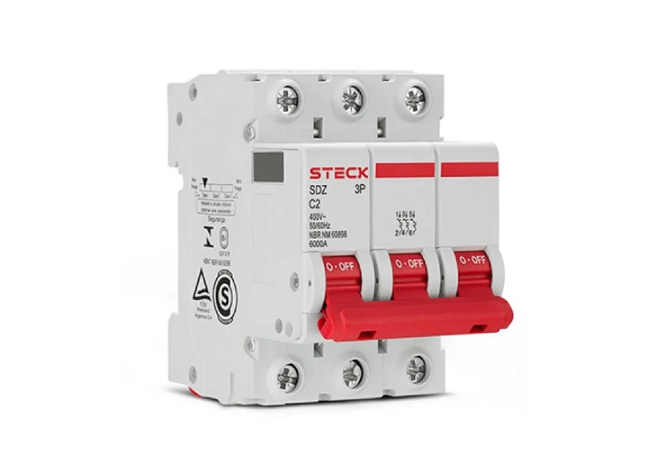 Mini breaker interruptor termomagnético de 3P,4A,400Vac, Tipo de curva B,C.