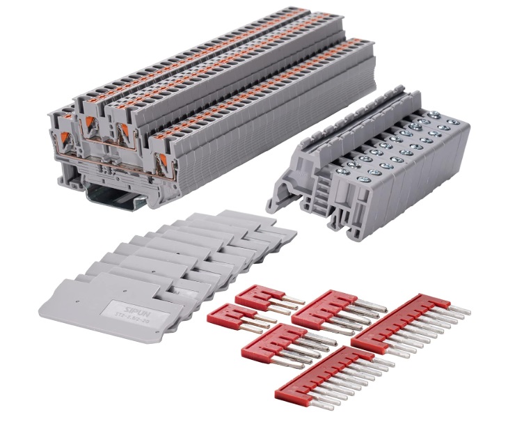 kit de Bornera de riel din de doble capa 2 niveles, tipo PT, juego de 30 terminales de cable