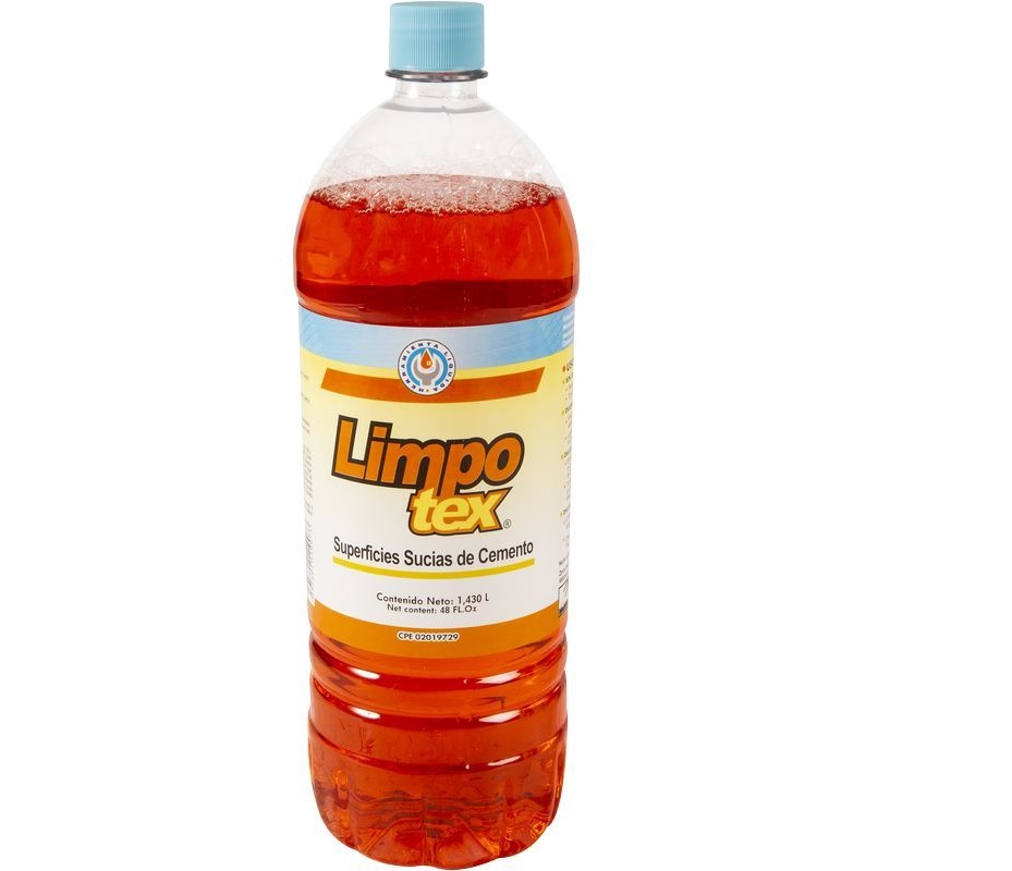 Limpotex 1.43L Marca Disorca, Limpieza en superficies de cemento, granito,bronce y cobre.