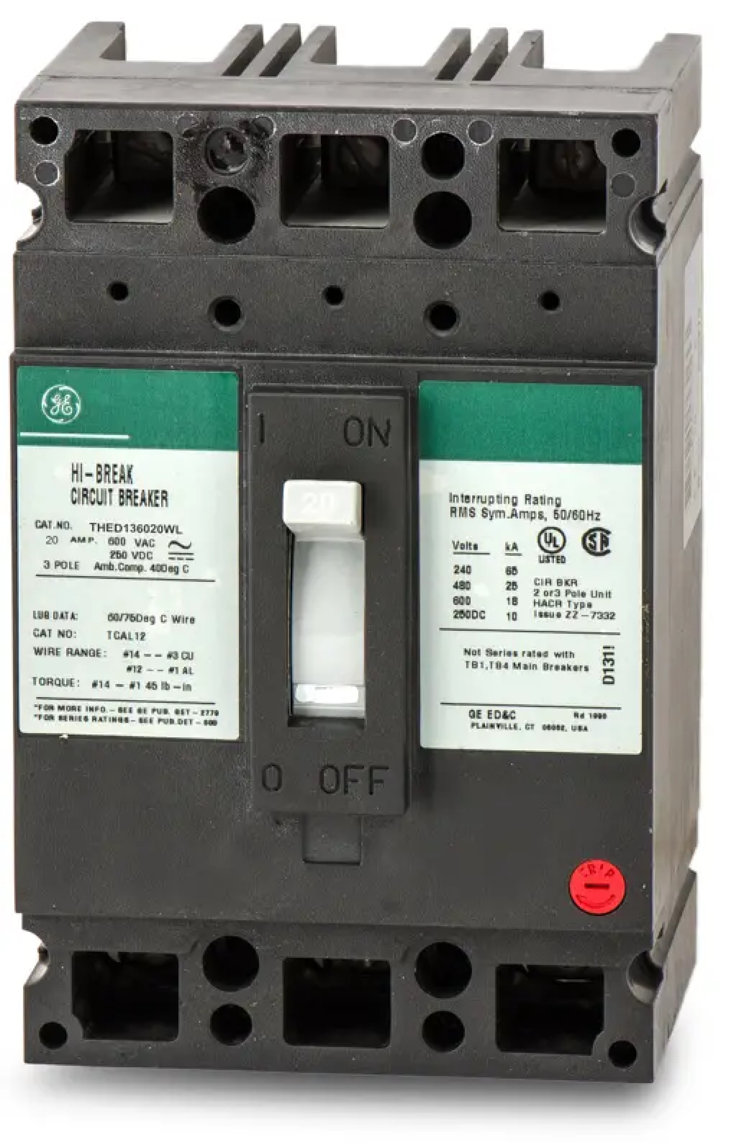 Breaker General Electric de 3P 20A 480Vac