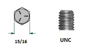 Tornillo hexagonal UNC D5/8x LR1 con 11 hilos para llave 15/16 realizado en acero zincado