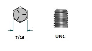 Tornillo hexagonal UNC D1/4 x LR1 con 20 hilos para llave 7/16 realizado en acero zincado