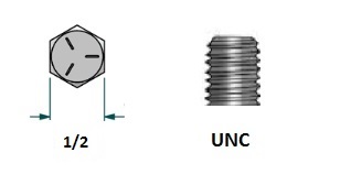 Tornillo hexagonal UNC D5/16 x LR1 con 18 hilos para llave 1/2 realizado en acero zincado