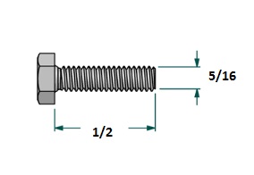 Tornillo hexagonal UNF D5/16 x LR1/2 con 24 hilos para llave 1/2 realizado en acero zincado