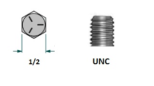 Tornillo hexagonal UNC D5/16 x LR1/2 con 18 hilos para llave 1/2 realizado en acero zincado