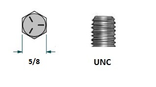 Tornillo hexagonal UNC D7/16 x LR1 con 14 hilos para llave 5/8 realizado en acero zincado