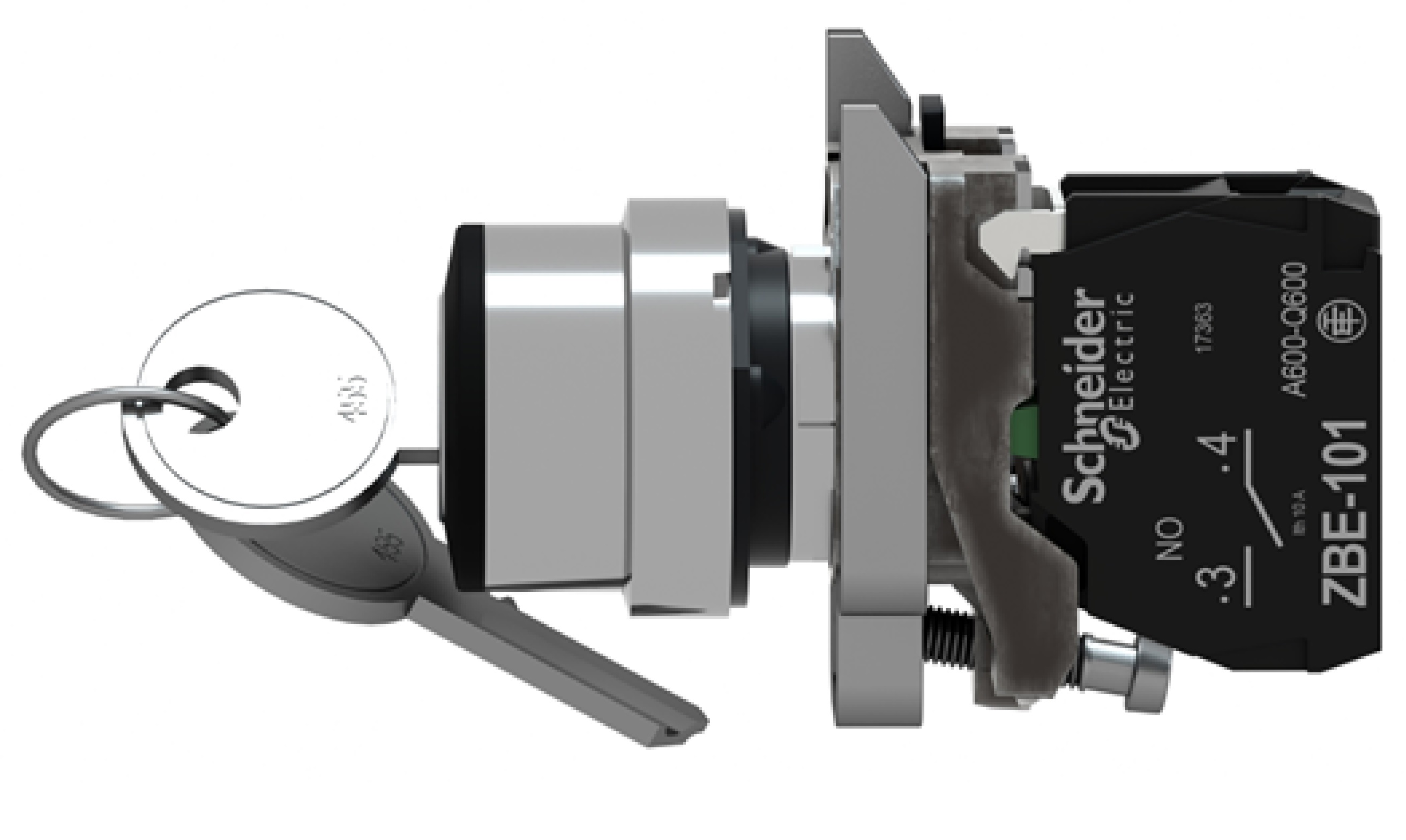 Interruptor selector negro Ø 22mm, 3 posiciones, 2 N