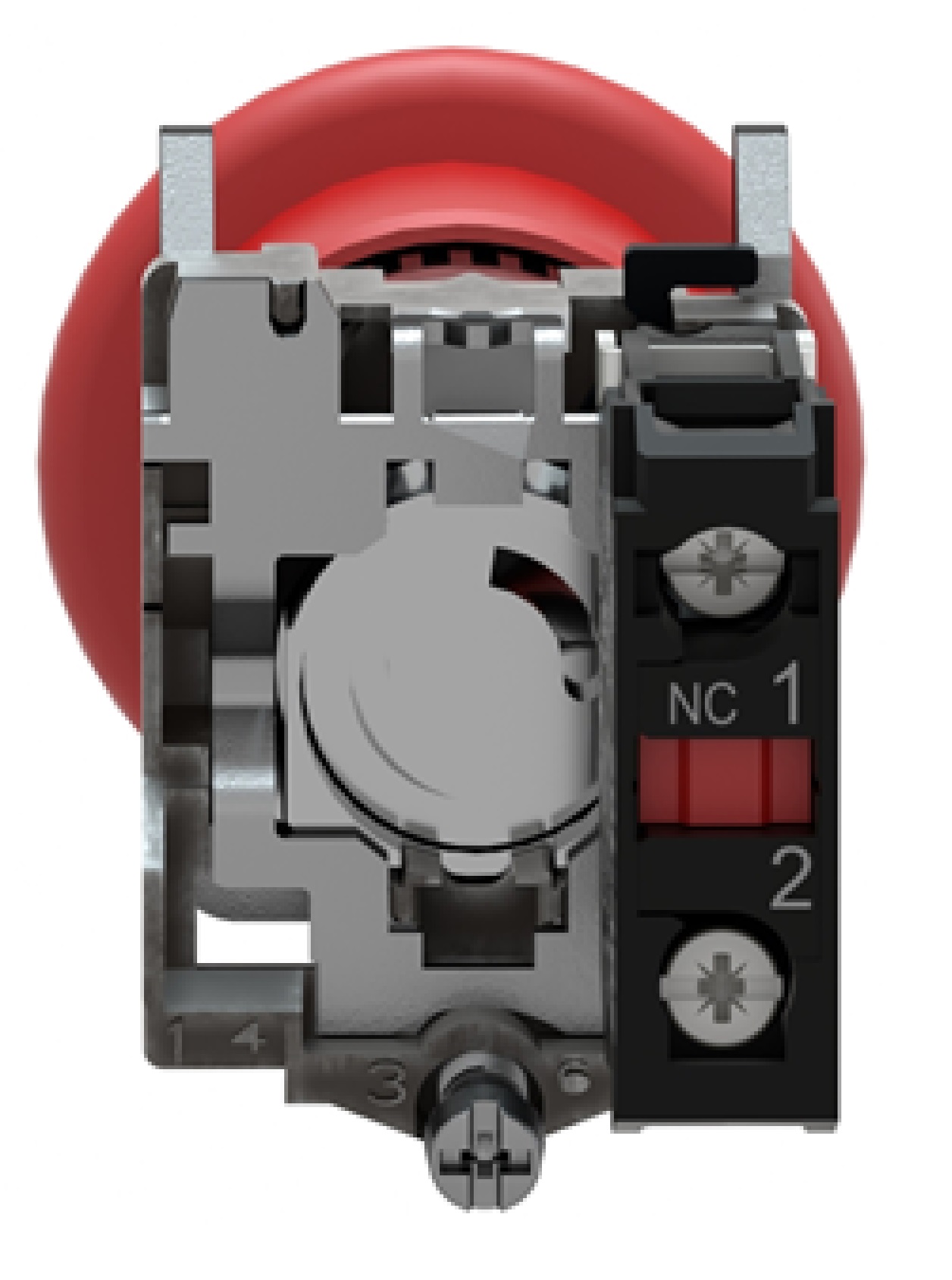 Parada de emergencia roja Ø22mm, Cabeza en forma de seta 40mm, desenclavamiento por tirón, 1 NC