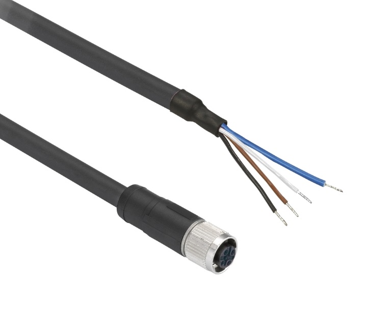 Conector hembra m8, 4 patillas, recto, precableado - cable de 2 m